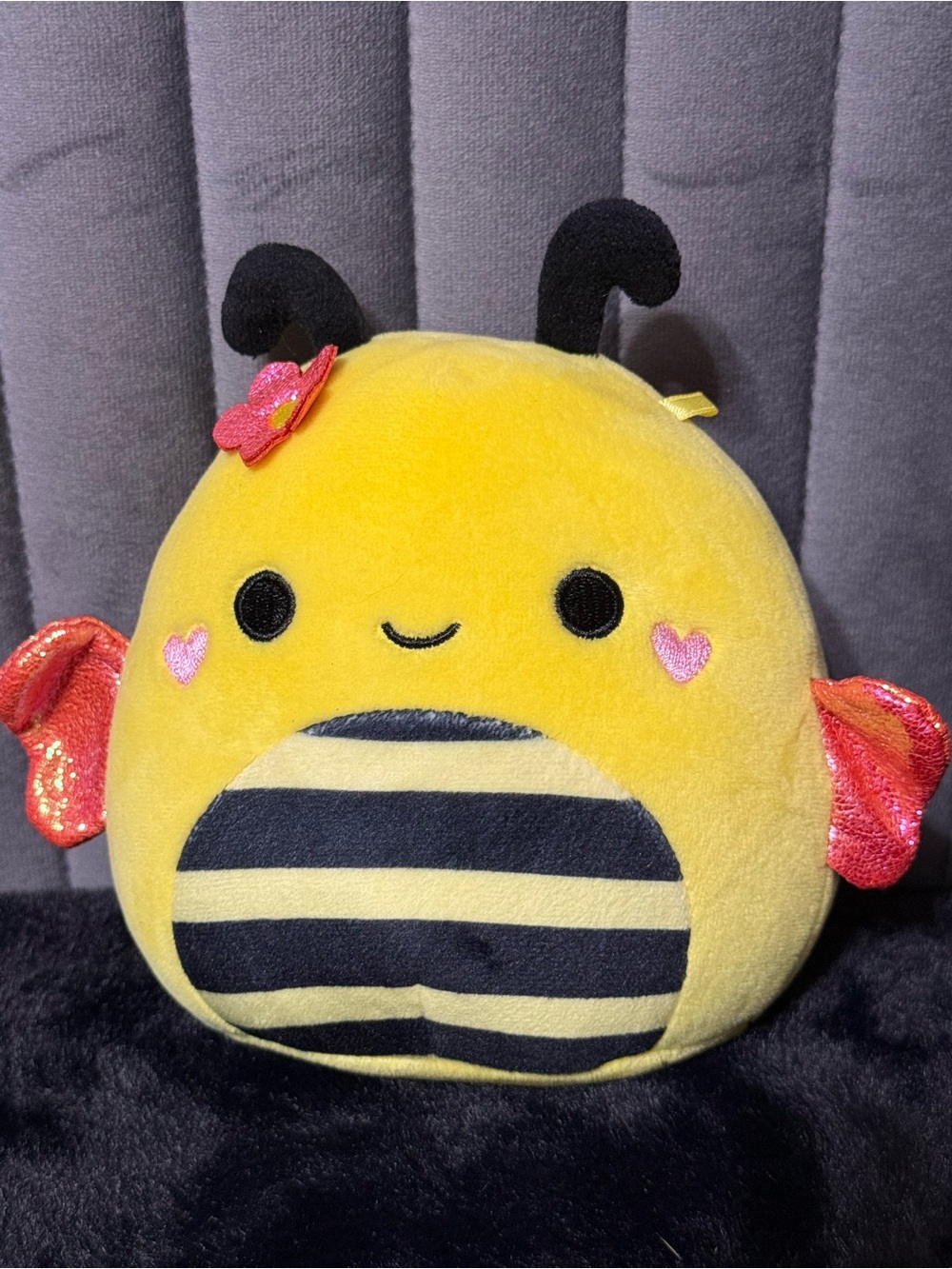 💖4/$25- Squishmallows Yellow Bee Plush with Black Stripes and Pink Accents
